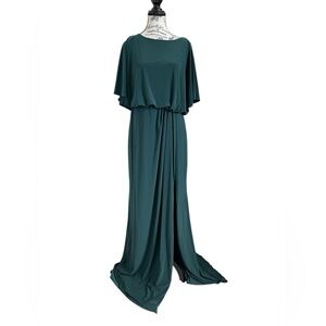 BHLDN NWT Anthropologie Lena Flutter Sleeve Jersey Maxi Gown in Teal US 14